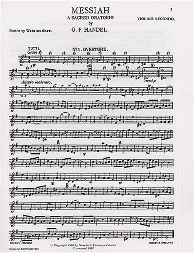 Messiah Second Violin (Edited By Watkins Shaw)